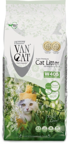 Наполнитель Van Cat для кошачьего туалета, комкующийся без пыли с ароматом Стандарт, без пыли, 18 л фото 1