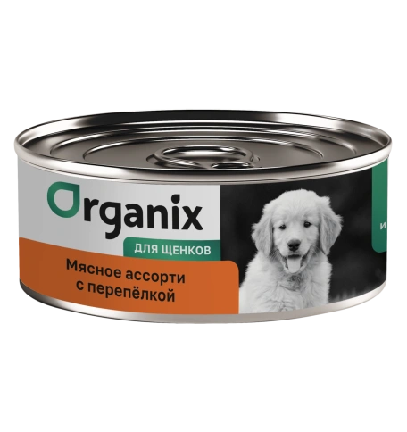Влажный корм Organix Preventive Line Meat Assortment & Quail для щенков, с мясным ассорти и перепелкой, 100 г фото 1