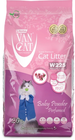 Наполнитель Van Cat для кошачьего туалета, комкующийся без пыли с ароматом детской присыпки, 24 л фото 1