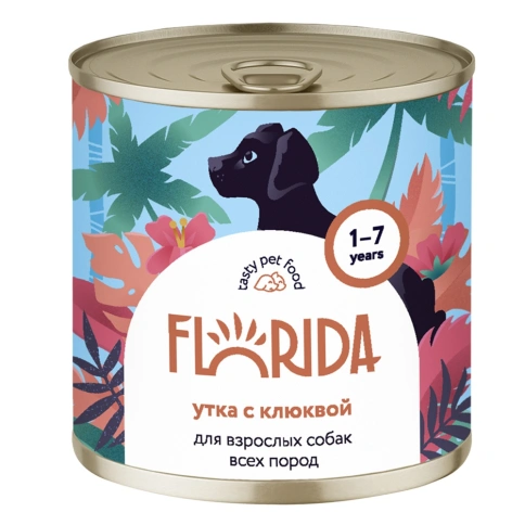 Влажный корм FLORIDA Duck & Cranberry для собак, с уткой и клюквой, 240 г фото 1
