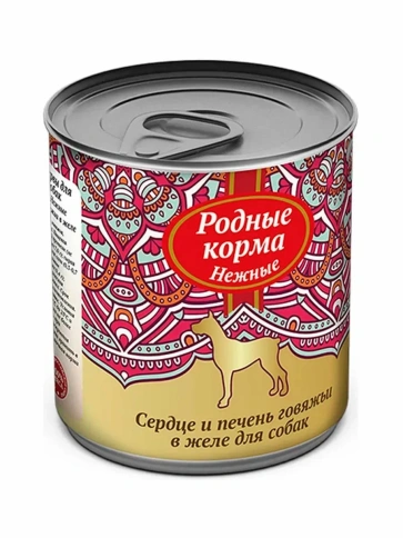 Влажный корм Родные корма нежные сердце и печень говяжьи в желе Heart, Liver & Beef для собак, 240 г фото 1