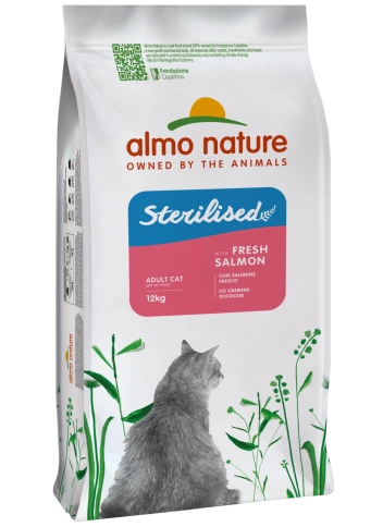 Сухой корм Almo Nature Sterilised Salmon & Rice, для стерилизованных кошек со свежим лососем и коричневым рисом, 12 кг фото 1
