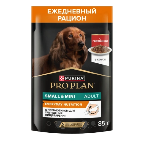 Влажный корм PRO PLAN Beef для взрослых собак мелких и карликовых пород, с говядиной в соусе, 85 г фото 1
