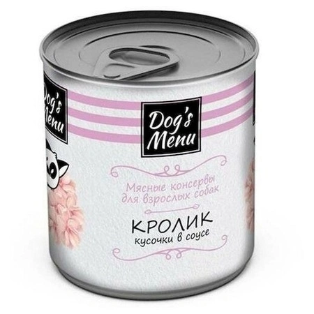 Влажный корм Dog`s Menu Rabbit для взрослых собак с кроликом кусочки в соусе, 750 г фото 1