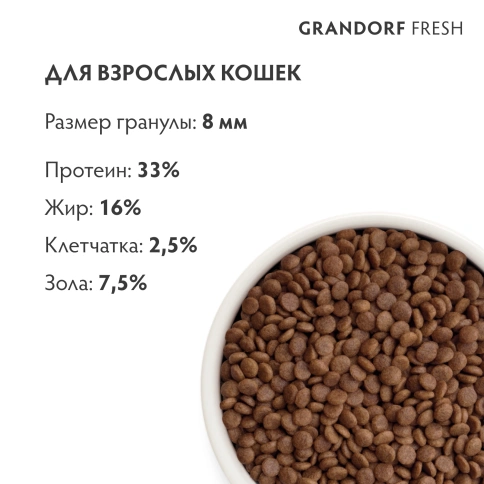 Сухой корм Grandorf Fresh Cat Lamb & Sweet Potato для взрослых кошек чувствительное пищеварение или склонность к аллергии ягненок, с бататом, 400 г фото 9