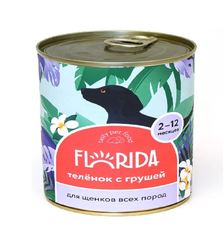 Влажный корм FLORIDA Veal & Pear для щенков, с телятины и грушей, 240 г фото 1