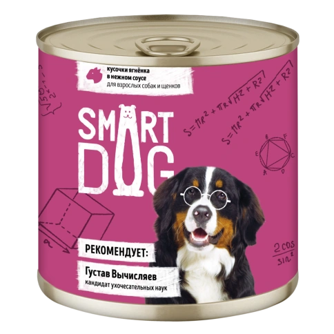 Влажный корм Smart Dog Lamb для взрослых собак и щенков, кусочки ягненка в нежном соусе, 85 г фото 1