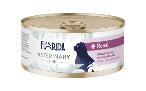 Влажный корм FLORIDA Veterinary диетический Renal для взрослых кошек для поддержания функции почек, 100 г фото 1