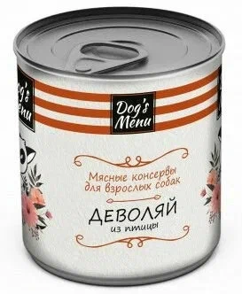 Влажный корм Dog`s Menu для взрослых собак деволяй из птицы, 750 г фото 1