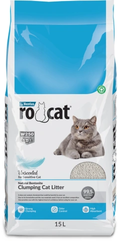 Наполнитель Ro Cat для кошачьего туалета, комкующийся без пыли натуральный, 15 л фото 1