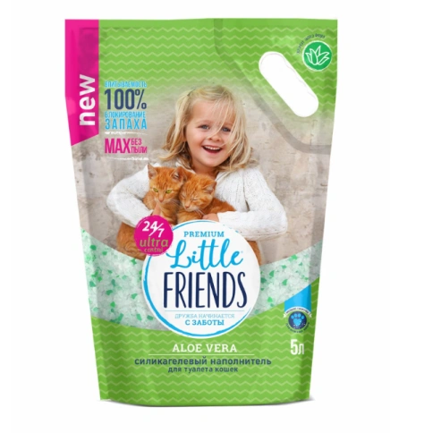 Наполнитель Little Friends Aloe Vera силикагелевый для кошачьих туалетов, 5 л фото 1