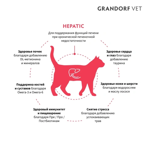 Сухой корм Grandorf VeterinaryHepatiс для кошек при заболеваниях печени, 2 кг фото 2