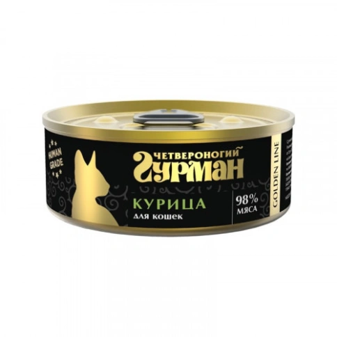Влажный корм Четвероногий Гурман Golden line Chicken для кошек, курица натуральная в желе, 100 г фото 1