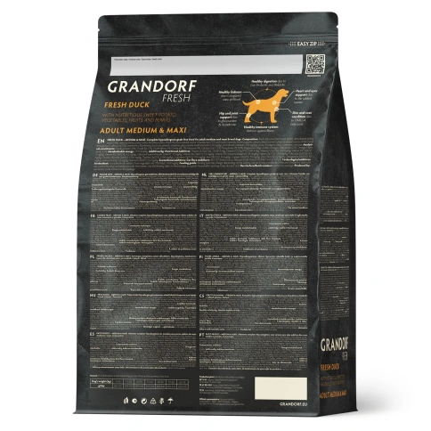 Сухой корм Grandorf Fresh Dog Duck & Sweet Potato для взрослых собак средних и крупных пород диетическая формула для особо аллергичных собак утка, с бататом, 10 кг фото 2