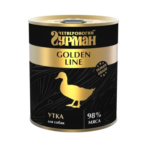 Влажный корм Четвероногий Гурман Golden line Duck для собак, утка натуральная в желе, 340 г фото 1