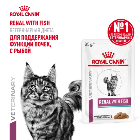 Влажный корм Royal Canin Renal Fish для кошек при заболеваниях почек, в соусе, с рыбой, пауч, 85 г фото 14